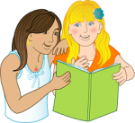 image of 2 7g girls reading
