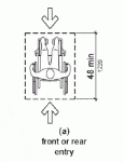 802.1.3 Depth. Where a wheelchair space can be entered from the front or rear, the wheelchair space shall be 48 inches deep minimum. … public schools must provide learning environments with counters and workspaces accommodating students seated in wheelchairs.