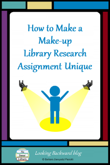 How to Make a Make-Up Library Research Assignment Unique - When a performing arts student came into the School Library to “make up” for a missed performance, this School Librarian turned boring into a unique alternative "performance." Now I always ask 3 key questions and use unconventional resources and tools for make-ups! #NoSweatLibrary