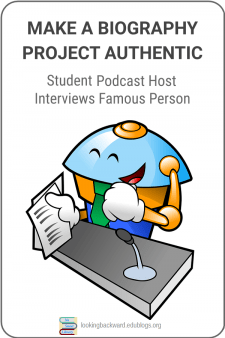 Turn a Boring Biography Project Into an Exciting Podcast Interview - Biography assignments can be so boring. School Librarians can turn blah into exciting by asking 3 key questions and using some unconventional resources and tools! #NoSweatLibrary