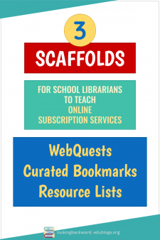 Scaffold Lessons for Online Subscription Services - Students learn our Online Subscription Services better when School Librarians scaffold Library Lessons as WebQuests, with Curated & Bookmarked Articles, and through Resource Lists. Here's how I do it... | No Sweat Library