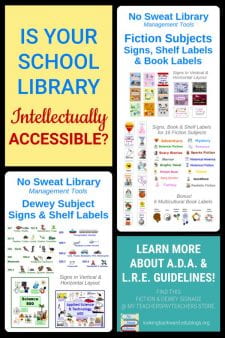 What is Intellectual Accessibility and How is Your School Library? - The School Library must provide a least restrictive learning environment for disabled students, and that includes the intellectual accessibility of information. To be truly inclusive, we must provide multimodal signage so our students can find just what they want and need. Learn more ... #NoSweatLibrary