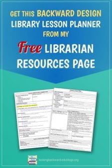 Show Teachers Quality Library Lessons: Use My Backward Design Planner - School Librarians will get positive responses from teachers when proposing Library Lessons using this Library Lesson Planner. The backward design model starts with Subject Standards & National School Library Standards to create a high-quality and meaningful lesson for students that enhances classroom learning. #NoSweatLibrary