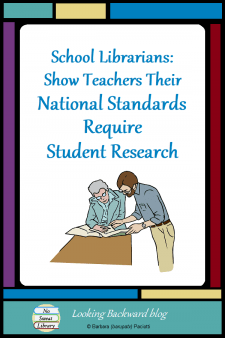 School Librarians: Show Teachers Their National Standards Require Student Research - School Librarians may be surprised to learn that at least 46 National Standards for middle school subjects require or align with students doing research assignments. Show subject area teachers these Standards to promote & create collaborative research lessons. #NoSweatLibrary