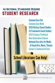 Did You Know National Standards for Many Subjects Require Student Research? - Read this list of 46 National subject area Standards that require or align to student research! School Librarians can show these to teachers & invite collaboration on Library Lessons to meet the Standards. #NoSweatLibrary
