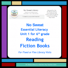 Excite 6th grade students to read a variety of Fiction books with this 3-visit Library Lesson unit focused on Reading Literacy and aligned to National School Library Standards & ELA Common Core. Can be used with fixed library classes or as a flex-schedule collaborative unit with ELA study of narrative literature. | No Sweat Library