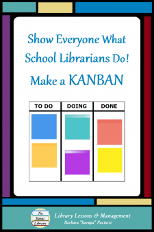 School Librarians can create a Kanban—a large whiteboard with a grid to organize sticky notes—so we can stay on top of all our projects and show everyone the many tasks we perform to make the school library an effective learning center. | No Sweat Library