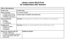 Image of single Library Lesson Teacher Collaboration Form. | No Sweat Library