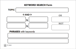 The most important lesson we can teach students about search strategies is how to generate keywords. Download my keyword search form and provide it at library computers to reinforce the importance of keywords. | No Sweat Library